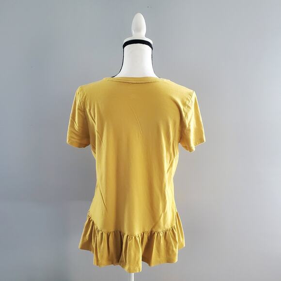Banana Republic Factory Yellow Designer Tee Peplum Shirt M - Picture 2 of 7